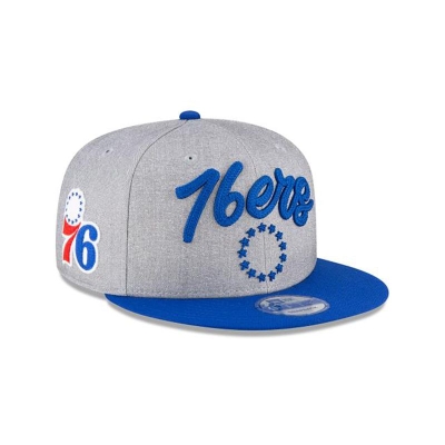 Grey Philadelphia 76ers Hat - New Era NBA Official NBA Draft 9FIFTY Snapback Caps USA8457031